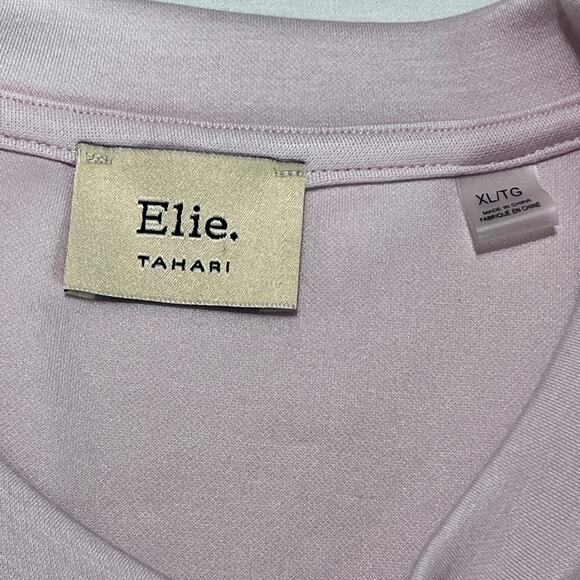 Elie Tahari Eyelet Scallop Hem Blouse Pink Short Sleeve Top Size XL - Picture 3 of 6